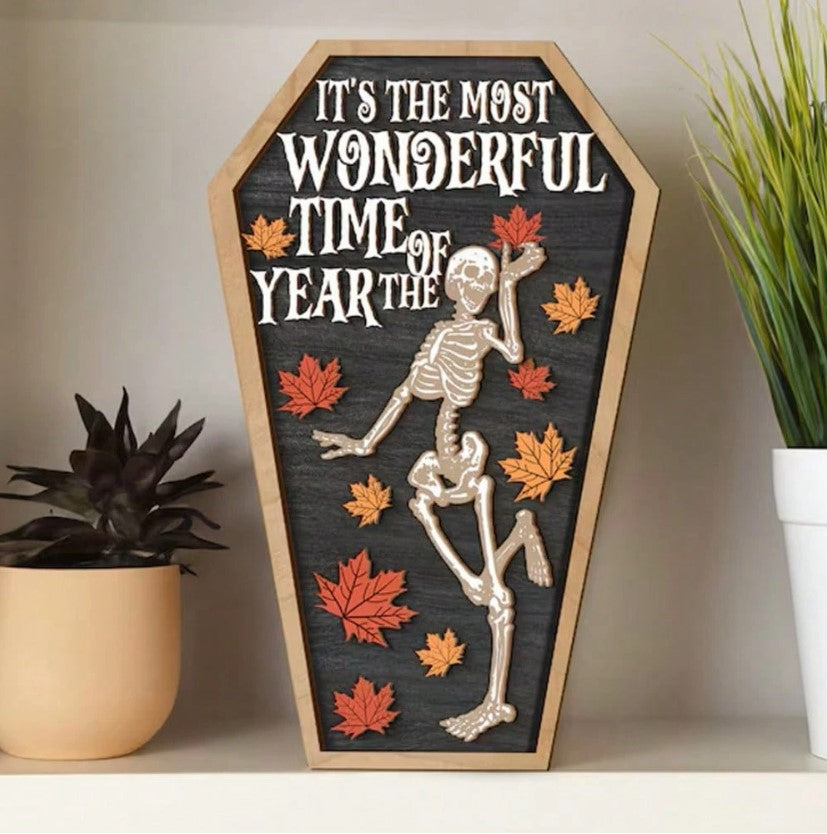 ๐๐ โItโs the Most Wonderful Time of the Yearโ โ Spooky Skeleton Sign ๐๐