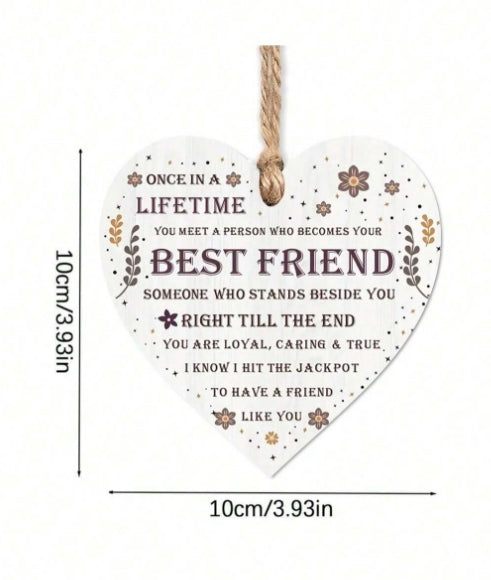 ❤️ Friendship Wooden Heart Hanging Ornament ❤️