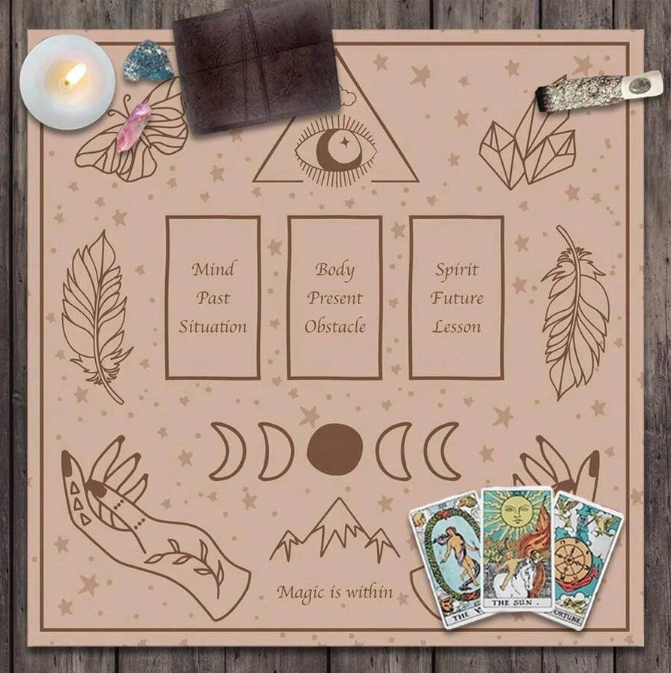 🔮 Tarot Table Cloth – Past, Present, Future 🔮