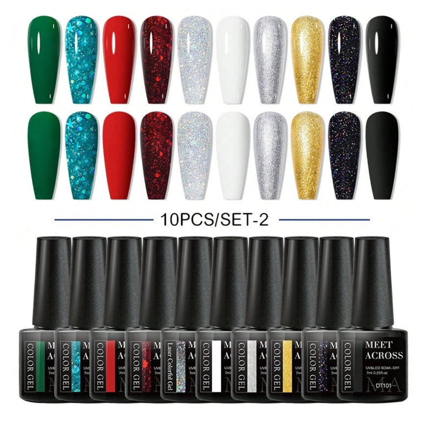 ๐
Green Sparkle Gel Nail Varnish โ 10pc Set ๐