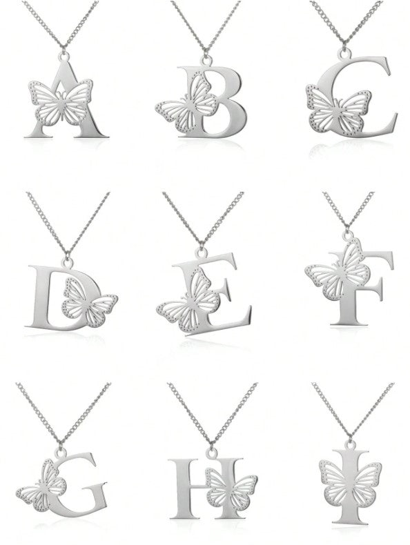 π¦ Butterfly Alphabet Pendant Necklace