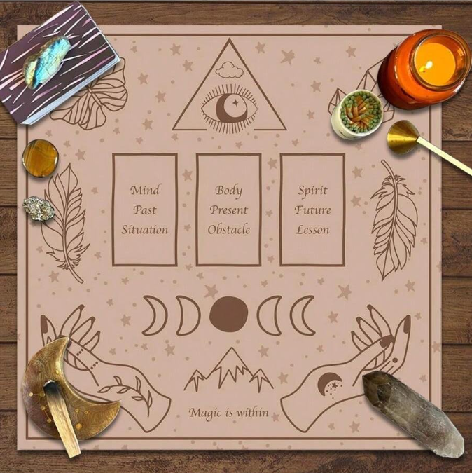 🔮 Tarot Table Cloth – Past, Present, Future 🔮