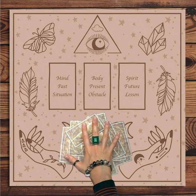 🔮 Tarot Table Cloth – Past, Present, Future 🔮