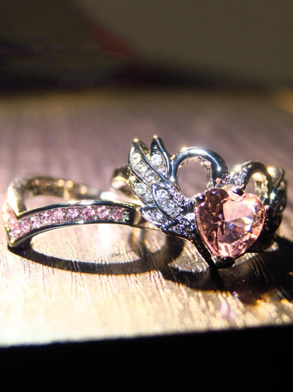 💖 2pc Cubic Zirconia Heart Rings 💖