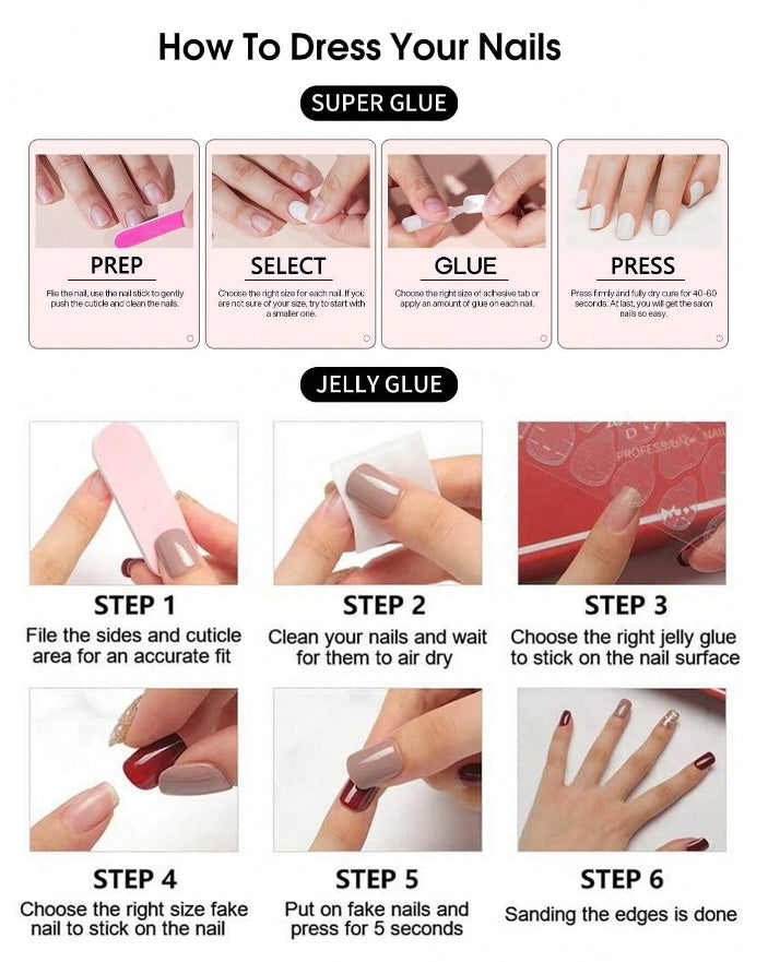 ๐ Bee & Flower False Nails ๐