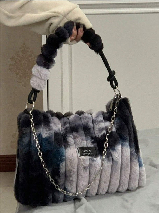 Tie Dye Plush Shoulder Bag