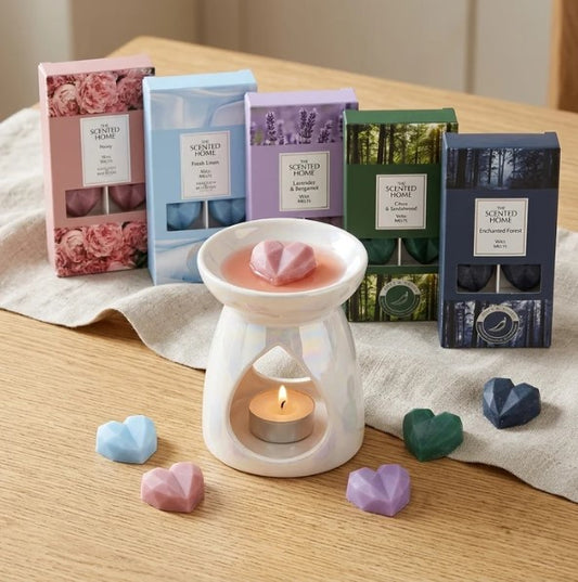 Cosy Home Pearlised Burner & 40 Ashleigh & Burwood Wax Melts Bundle 5 Assorted Scents