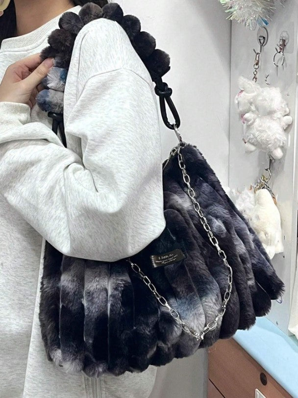 Tie Dye Plush Shoulder Bag