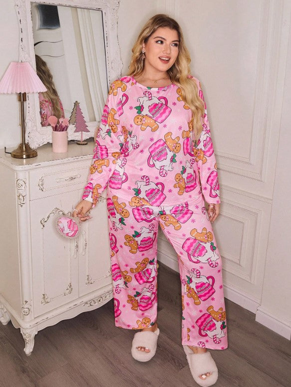 Cute Gingerbread & Candy Cane Print Pyjama Set