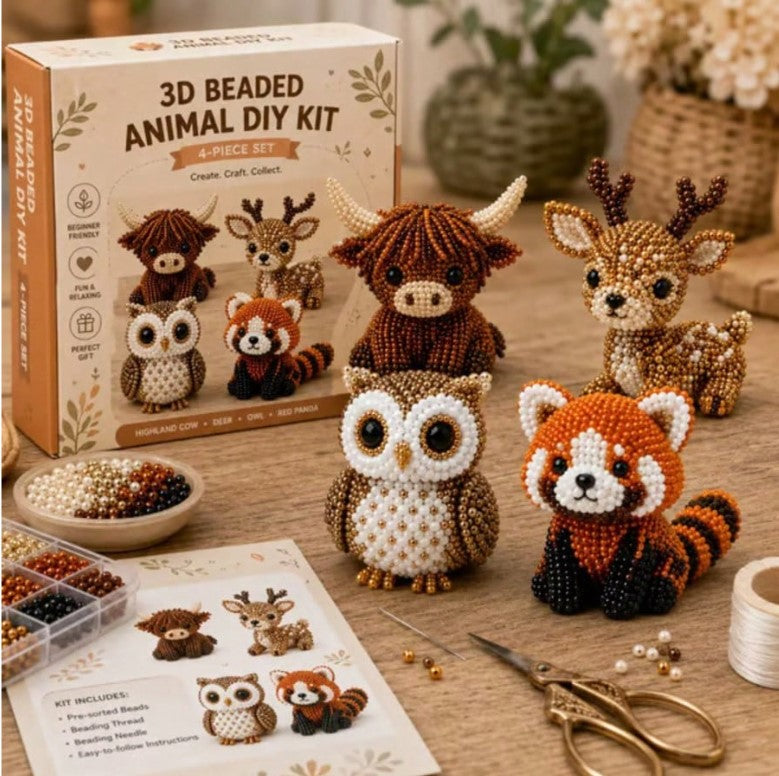 🦉 Woodland Friends Beaded Animal Kit 🍄