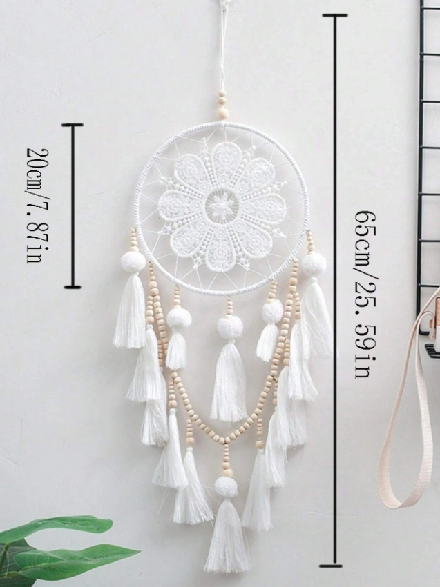 🤍 Boho White Beaded Tassel Dreamcatcher 🤍