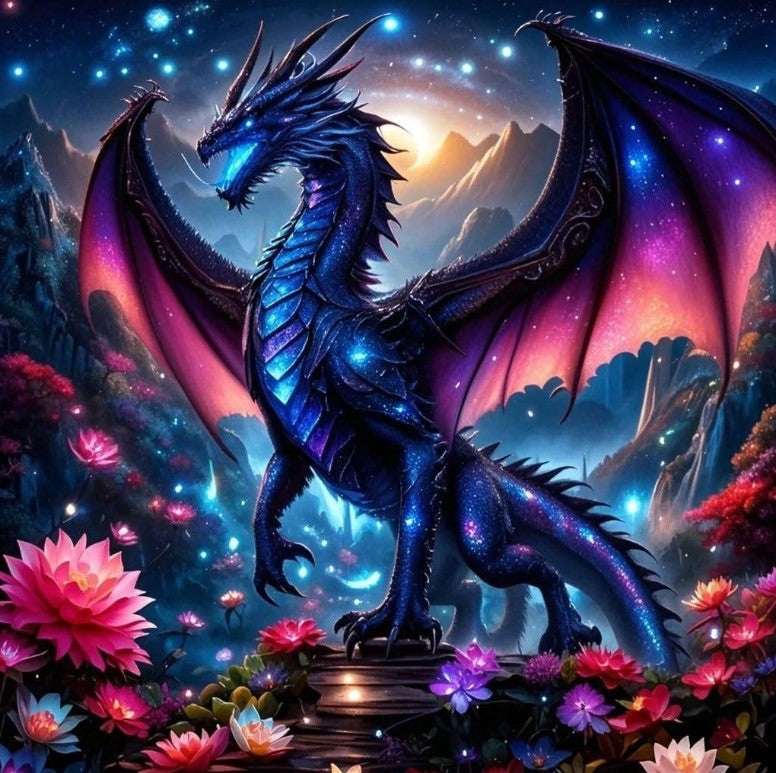 💙 Blue & Pink Dragon Diamond Painting Kit 💙