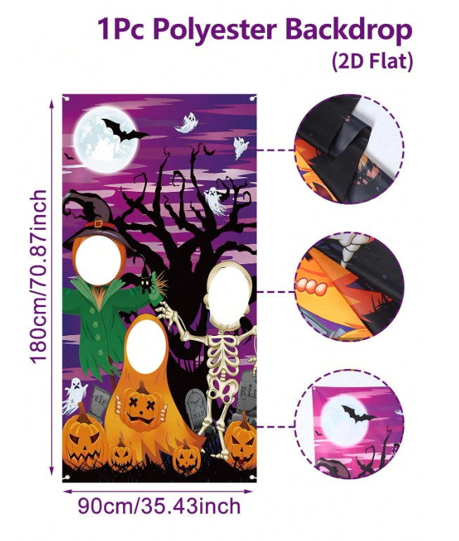 Halloween - Ghost/Skeleton/Scarecrow Photo Backdrop 90*180cm