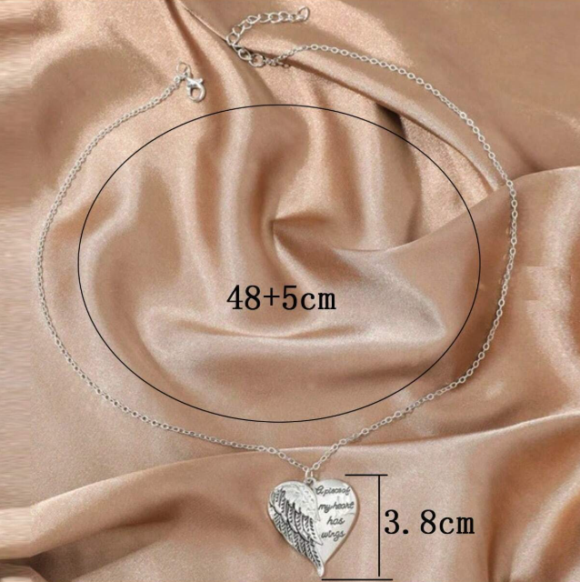 🕊️😇 Memorial "Wings" Heart Pendant Necklace 😇🕊️