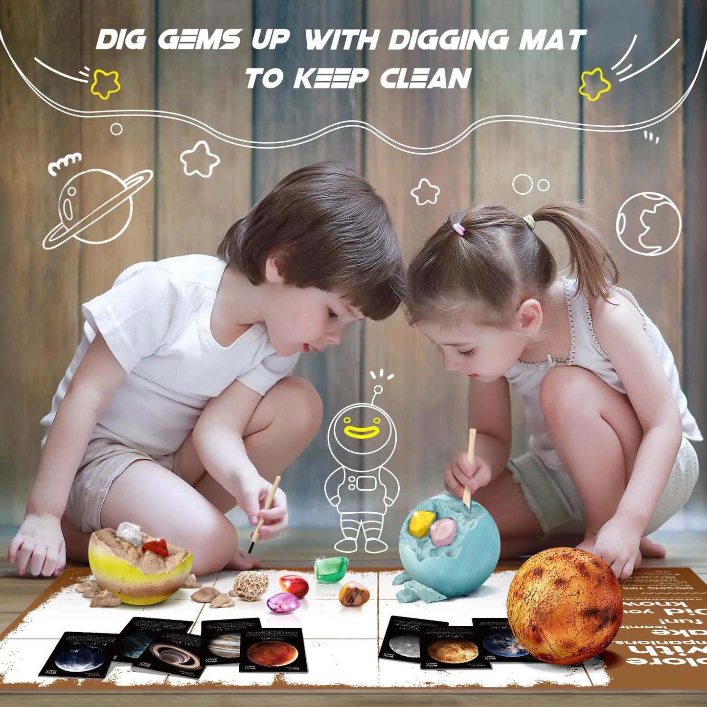 Gemstone Dig Kit for Kids with 40 Real Gems, Crystals & Mining Tools