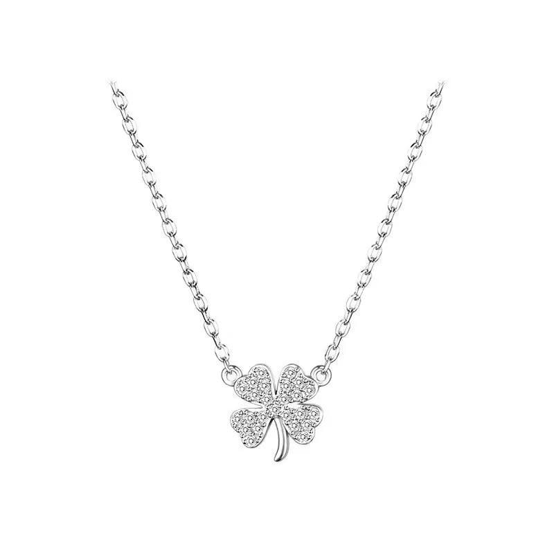 🍀 Simple Bow Knot & Four-Leaf Clover Pendant Necklace 🍀
