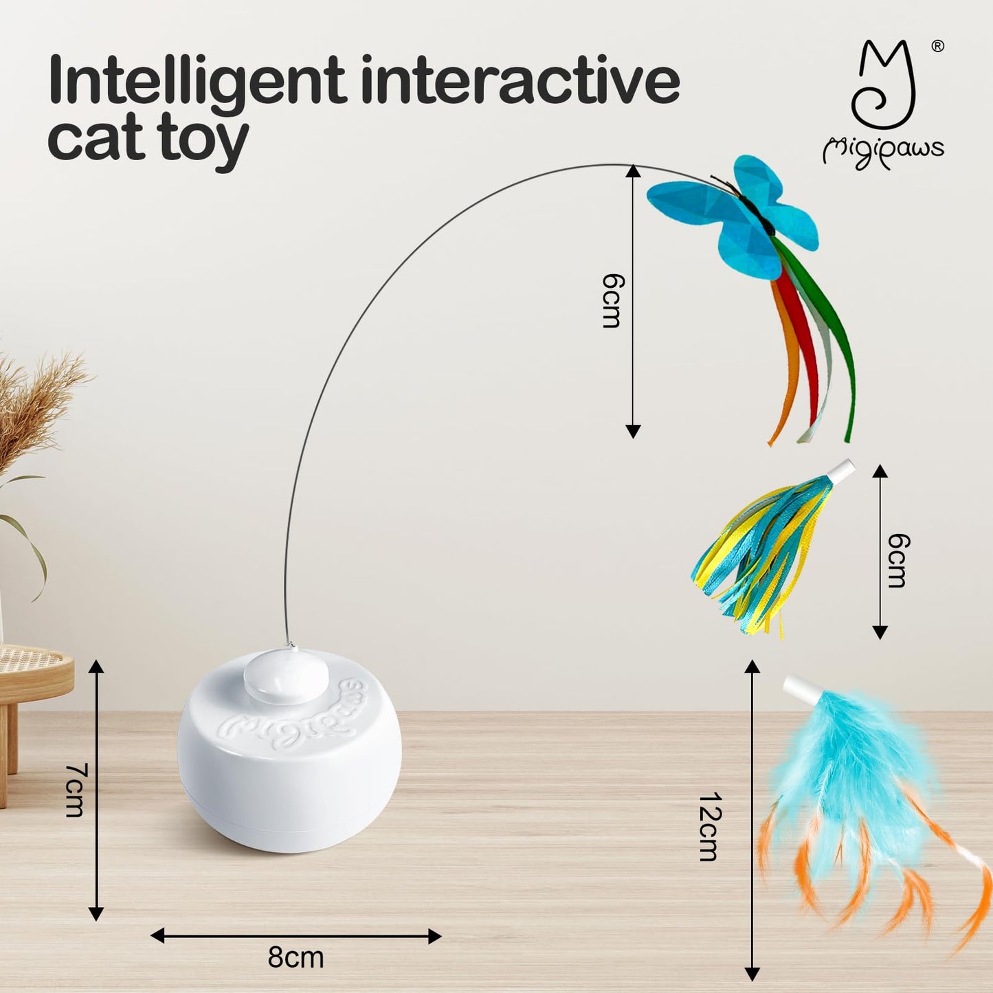Interactive Cat Toy with Spinning Butterfly & Feathers