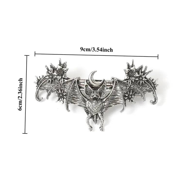 🌙🦇 Moon Flower Bat Hairpin 🦇🌙