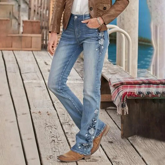 🌸👖 Vintage Style Floral Pattern Jeans 👖🌸