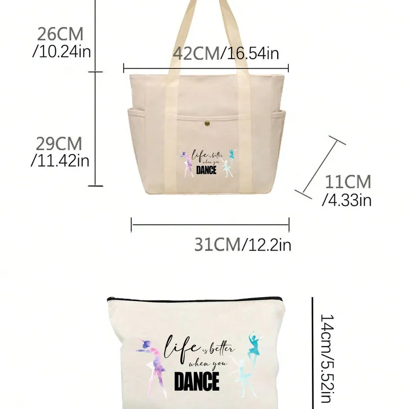 💃 Life Is Better When You Dance” Tote Bag Set 💃