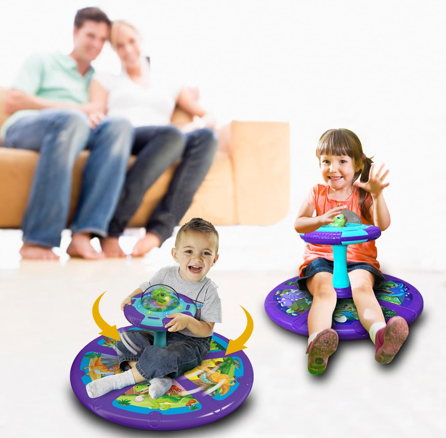 Toddler Dinosaur Sit & Spin Toy with 360° Rotation, Lights & Music