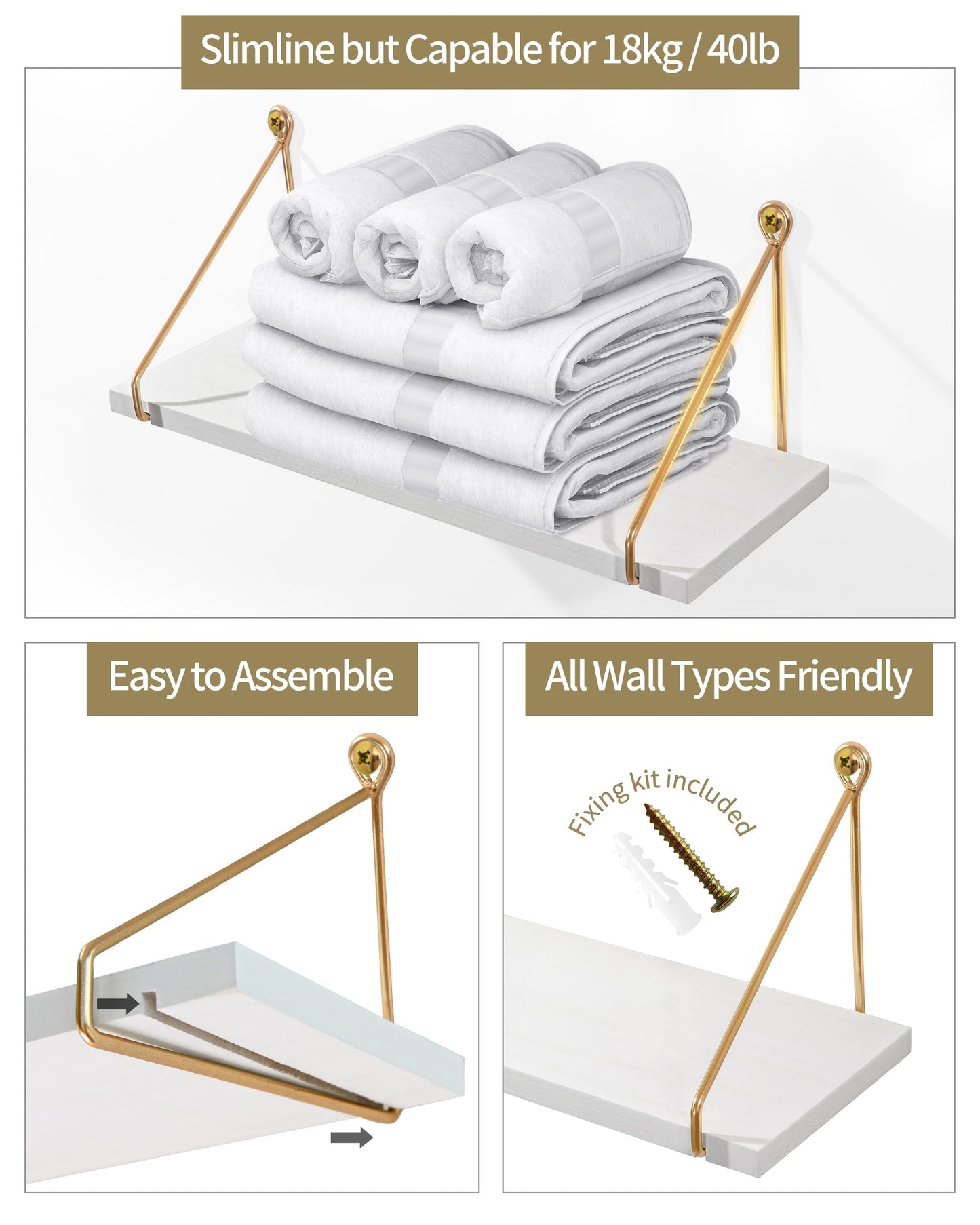 Set Of 2 Floating Wall Shelves