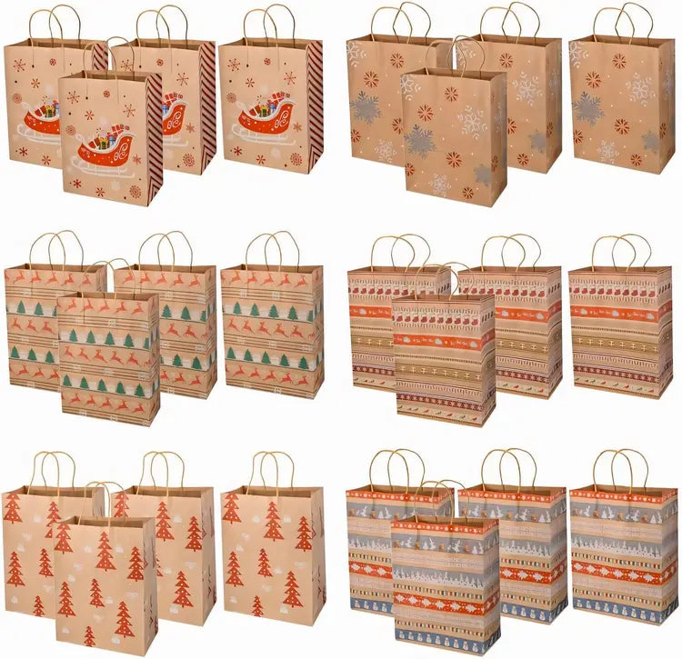 🎁 24pc Christmas Kraft Gift Bags 🎁