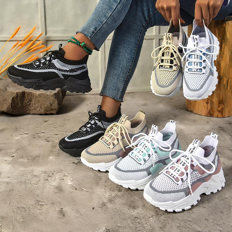 π Ladies Breathable Mesh Platform Trainers
