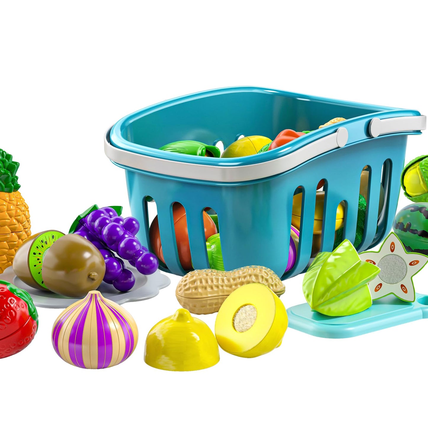 70pc Kids Play Food Cutting Set with Storage Case