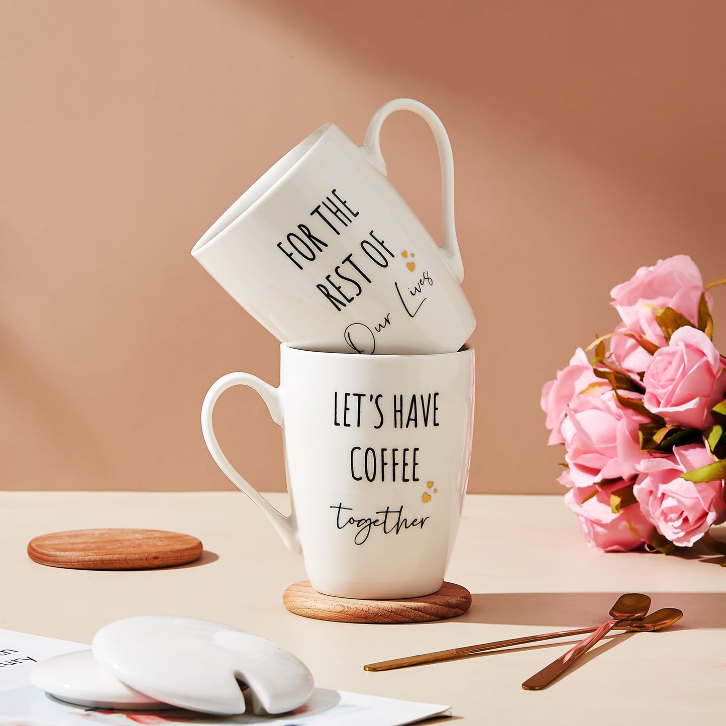 ☕❤️ Elegant 12oz Ceramic Couple's Coffee Mugs ❤️☕