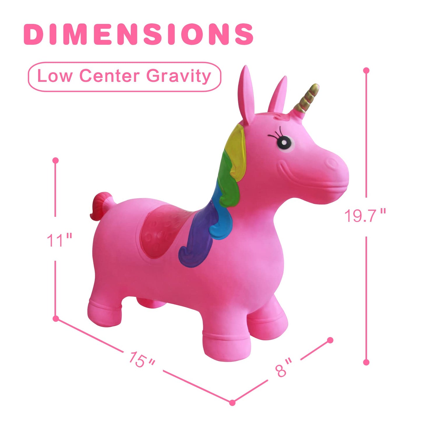 Pink Unicorn Inflatable Bouncy Hopper Ride-On Toy