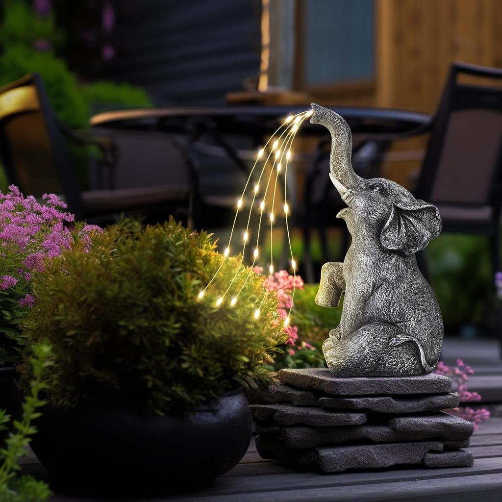 🐘 Solar Elephant LED Statue