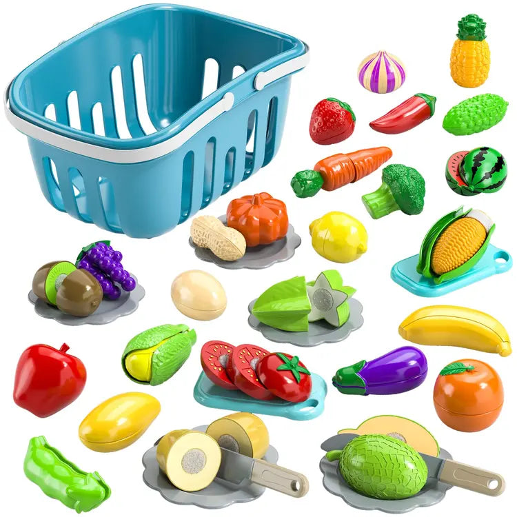 70pc Kids Play Food Cutting Set with Storage Case