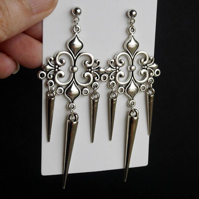Grunge Punk Cross Rivet Drop Earrings