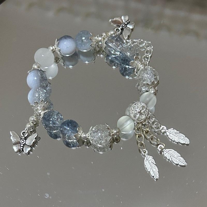 🦋 Blue Butterfly Crystal Beads Bracelet 🦋