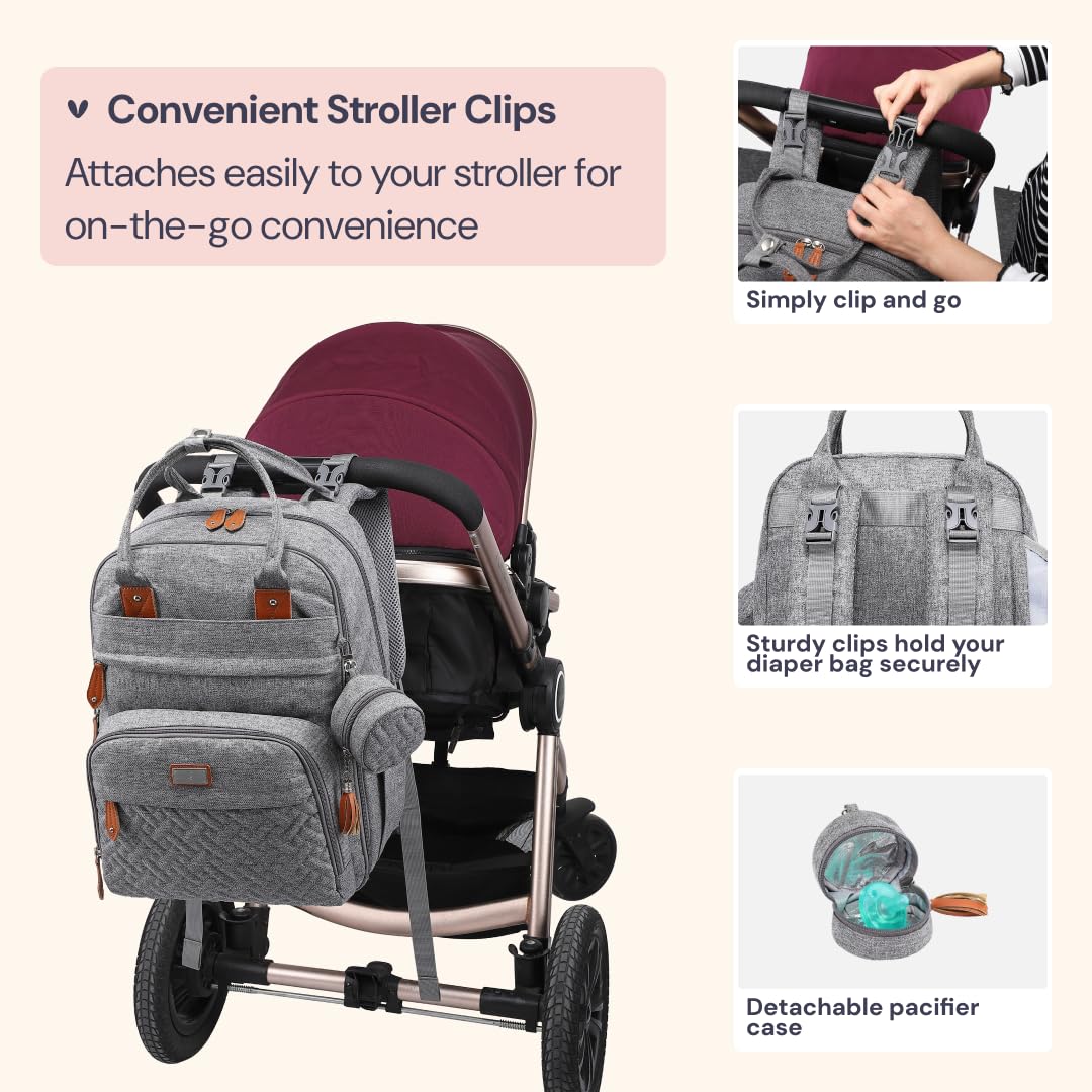 🍼🎒 Baby Changing Backpack – Light Grey 🎒🍼