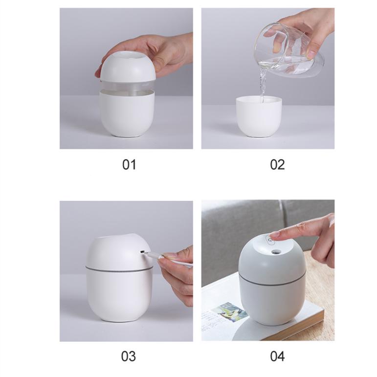 🌬️ Mini Ultrasonic Air Humidifier & Essential Oil Diffuser – 220ml