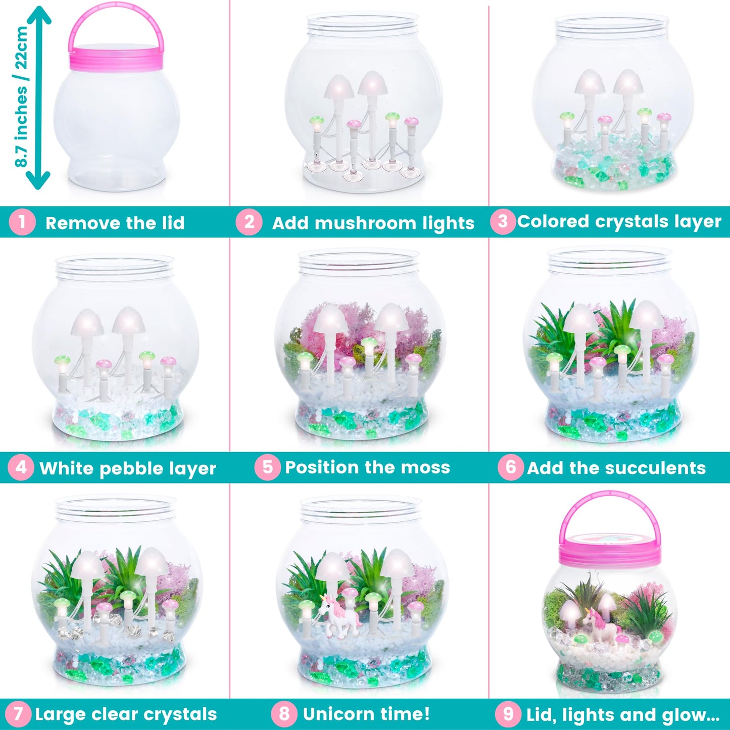 🦄✨ Light-Up Unicorn Terrarium Kit for Kids ✨🦄