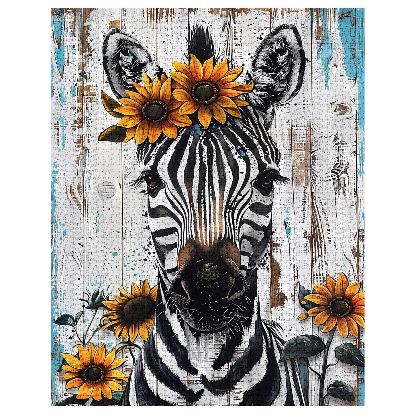 🧩🦓 1000-Piece Jigsaw Puzzle for Adults – Colourful Zebra with Sunflower Crown 🦓🧩