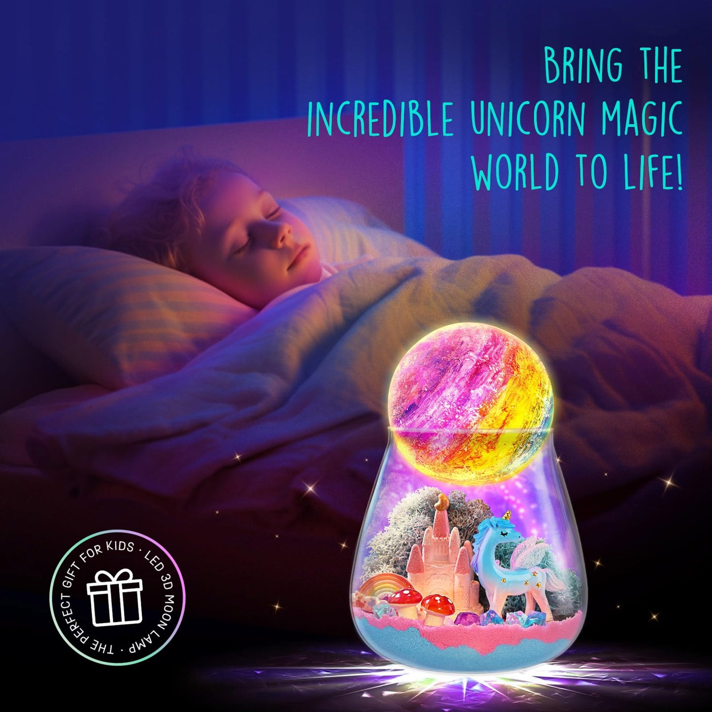 🦄🌙 Unicorn Terrarium Kit with Light-Up Moon Lamp 🌙🦄