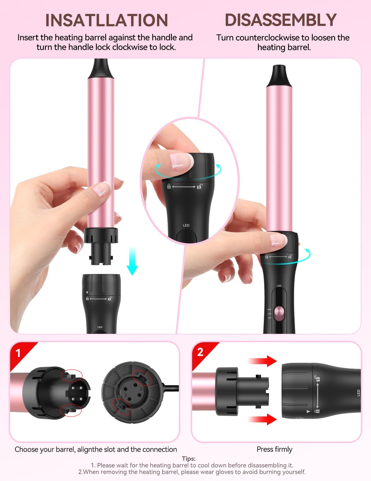 Hair Curling Wand - Includes Glove & Mat