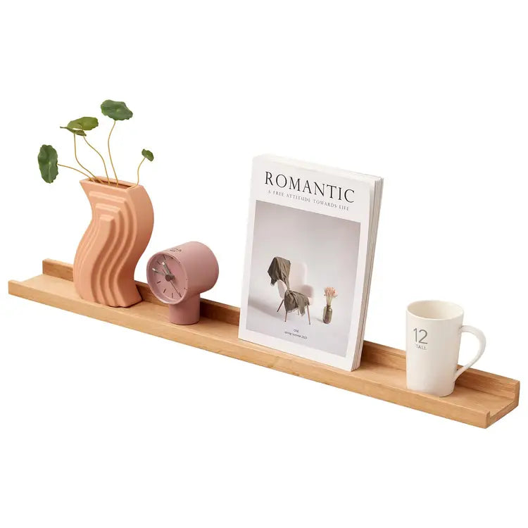 Elegant 60cm Solid Oak Wooden Floating Wall Shelf