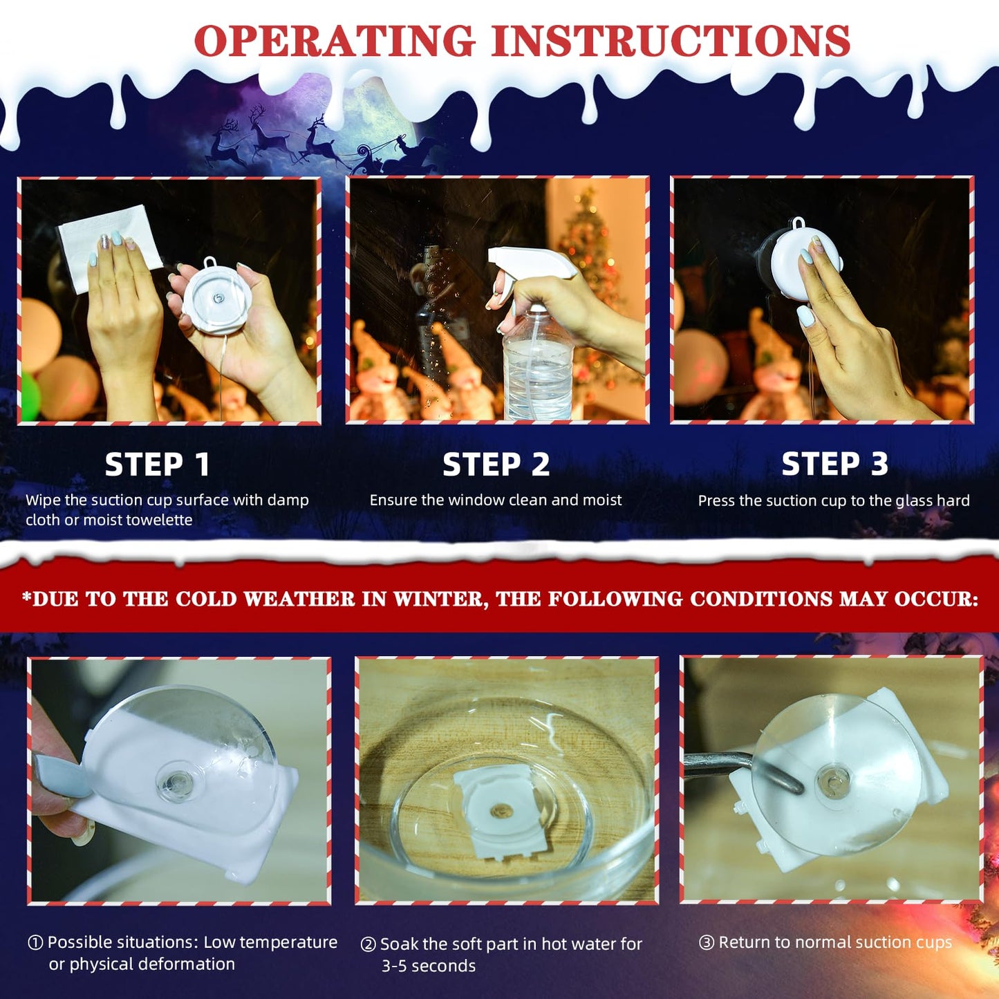 🎄✨ Christmas Decorations – 3 Pack Window Lights ✨🎄