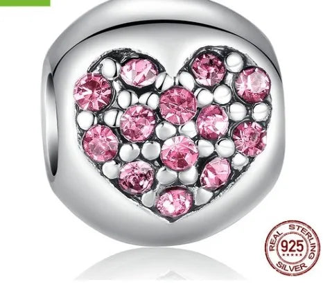 💗 Pink & Silver Heart Alloy Shaped Charm 💗