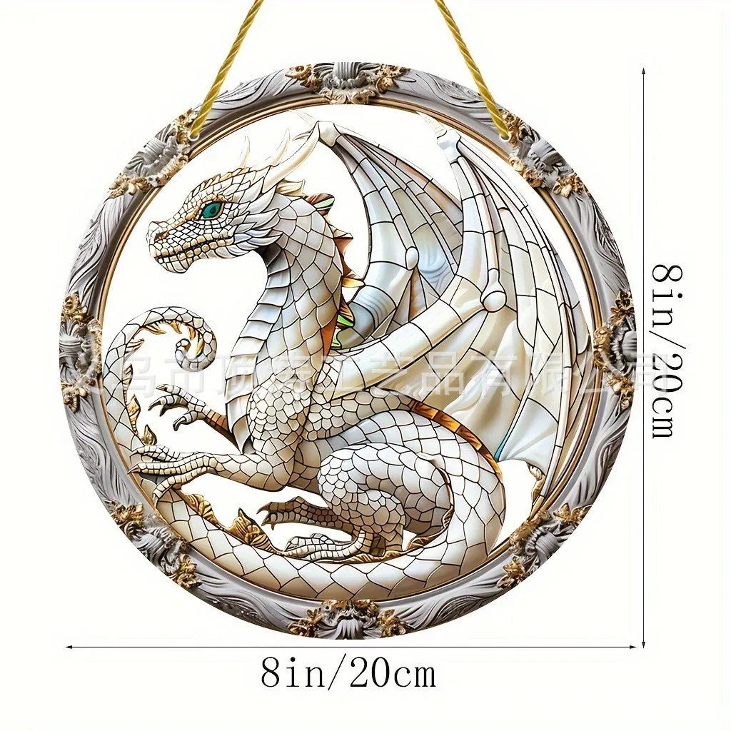 🐉🤍 20*20 White Dragon 2D Acrylic Suncatcher 🤍🐉