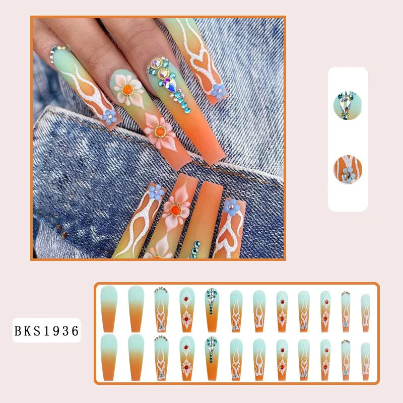 Bks1936 Gradient Flame Nail Tip|Jelly Glue