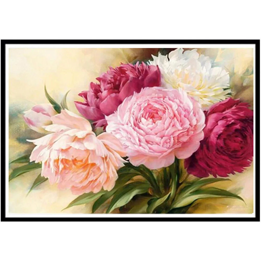 🤍🌸 30*40 Pink & White Flowers Diamond Painting 🌸🤍