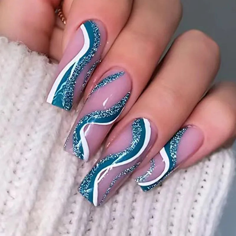 Bks1454 Glitter Streamline Nail Tip|Jelly Glue Style