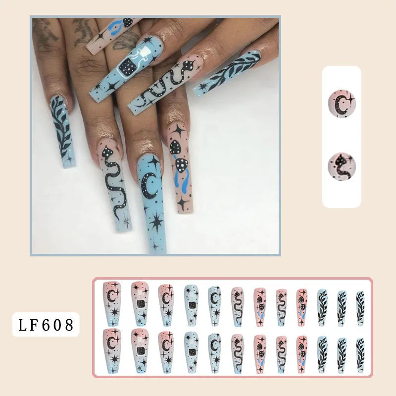 Lf608 Snake Star Moon Nail Tip|Jelly Glue Style
