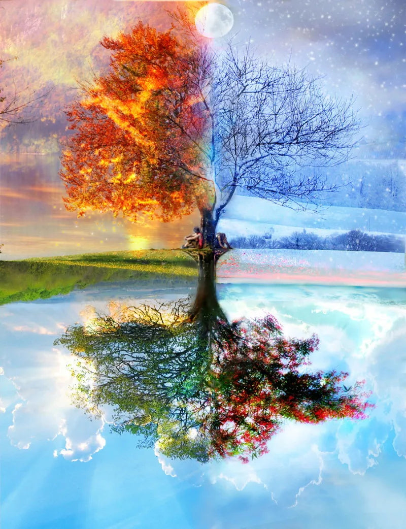 🌳🍂 30*40 Tree of Seasons Diamond Painting 🌸❄️